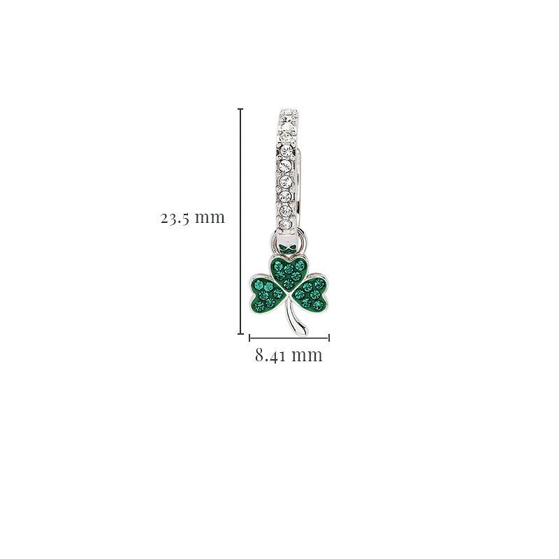Sterling Silver Green CZ Shamrock Earrings
