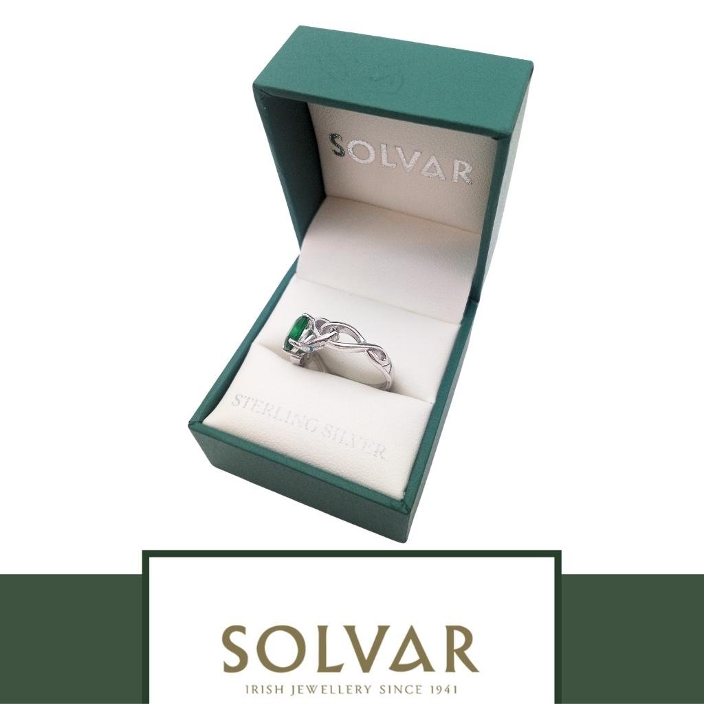 Sterling Silver Green CZ Trinity Knot Ring