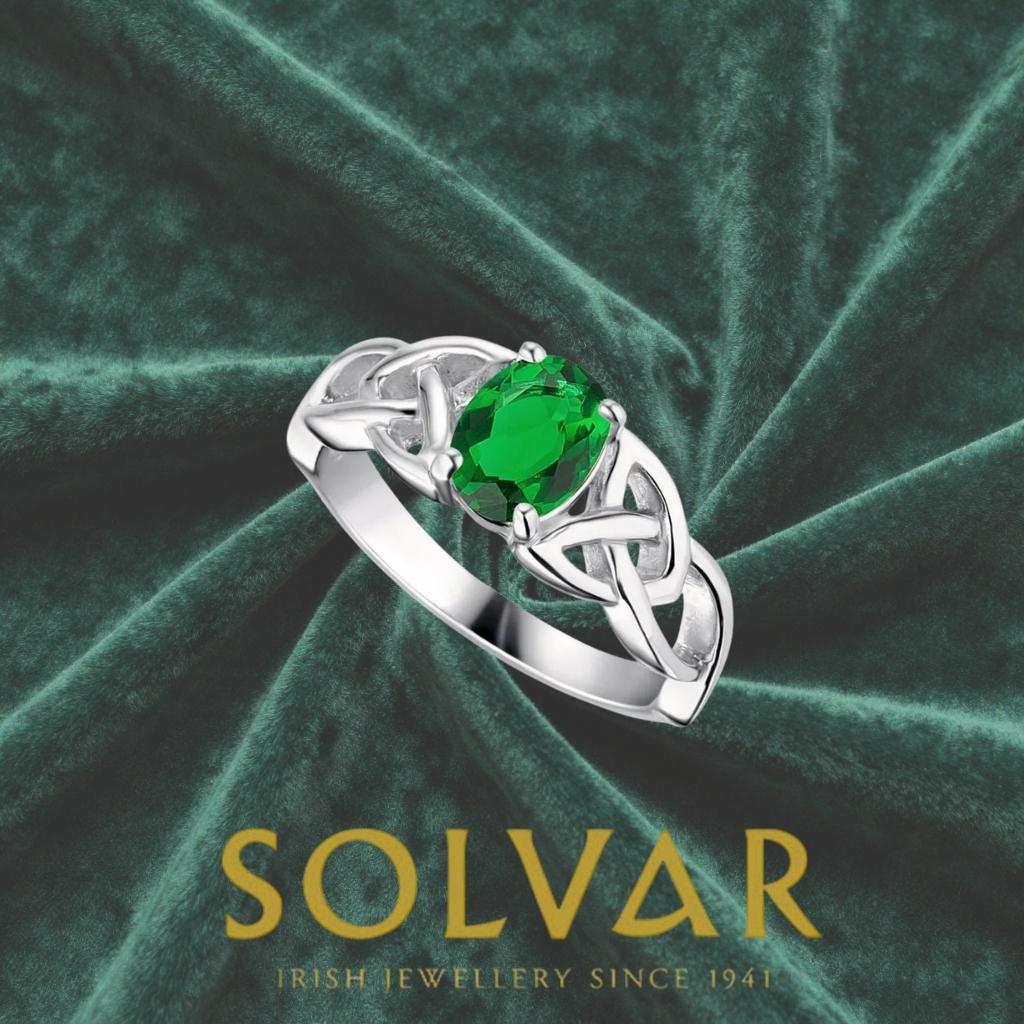 Sterling Silver Green CZ Trinity Knot Ring