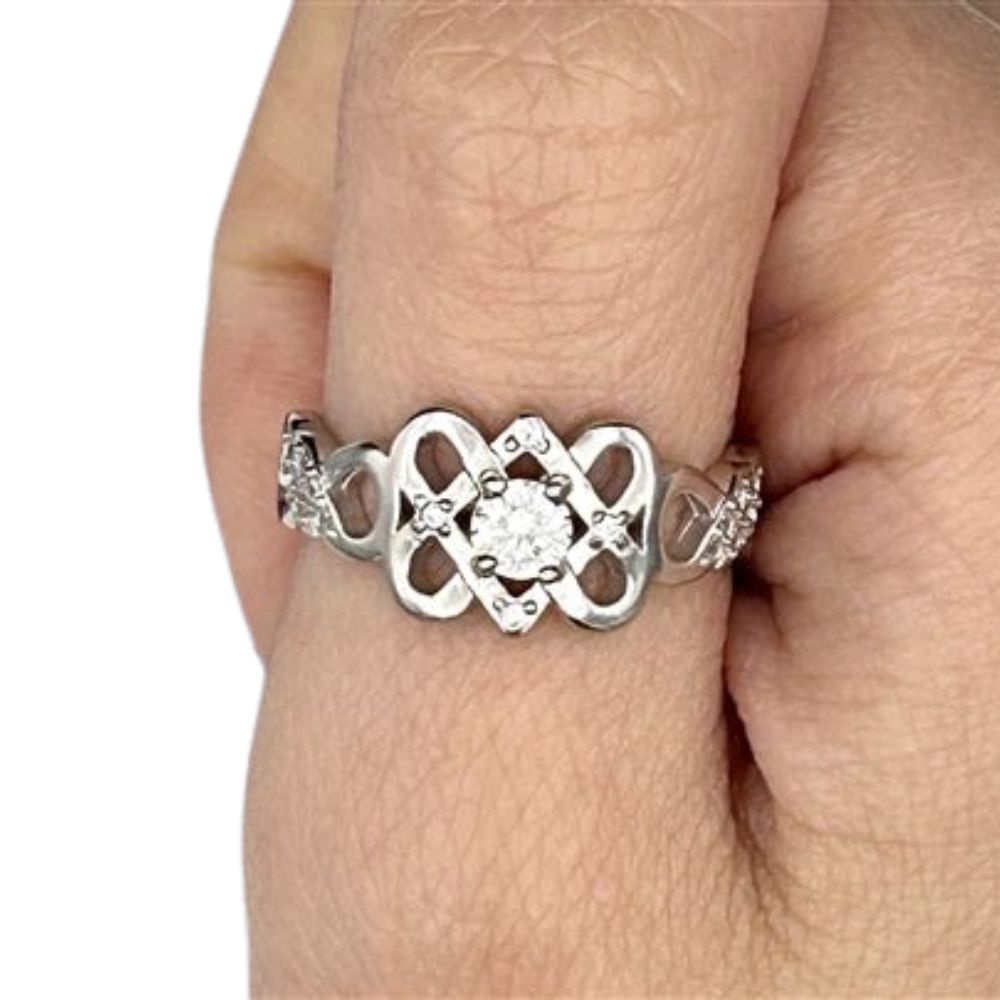Sterling Silver Infinity Wedding Knot with White CZ - The Celtic Gift Store - 
