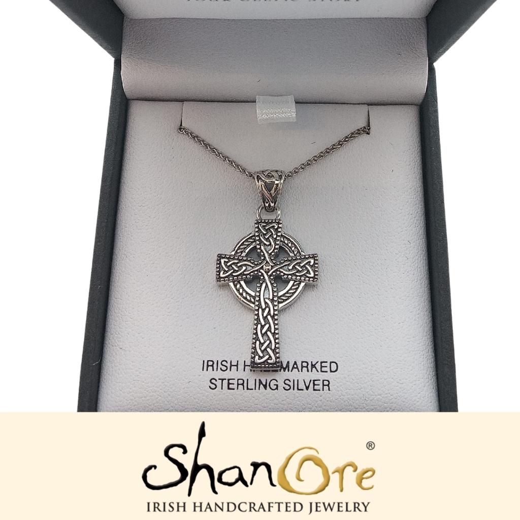 Sterling Silver Intricately Detailed Celtic Cross Necklace