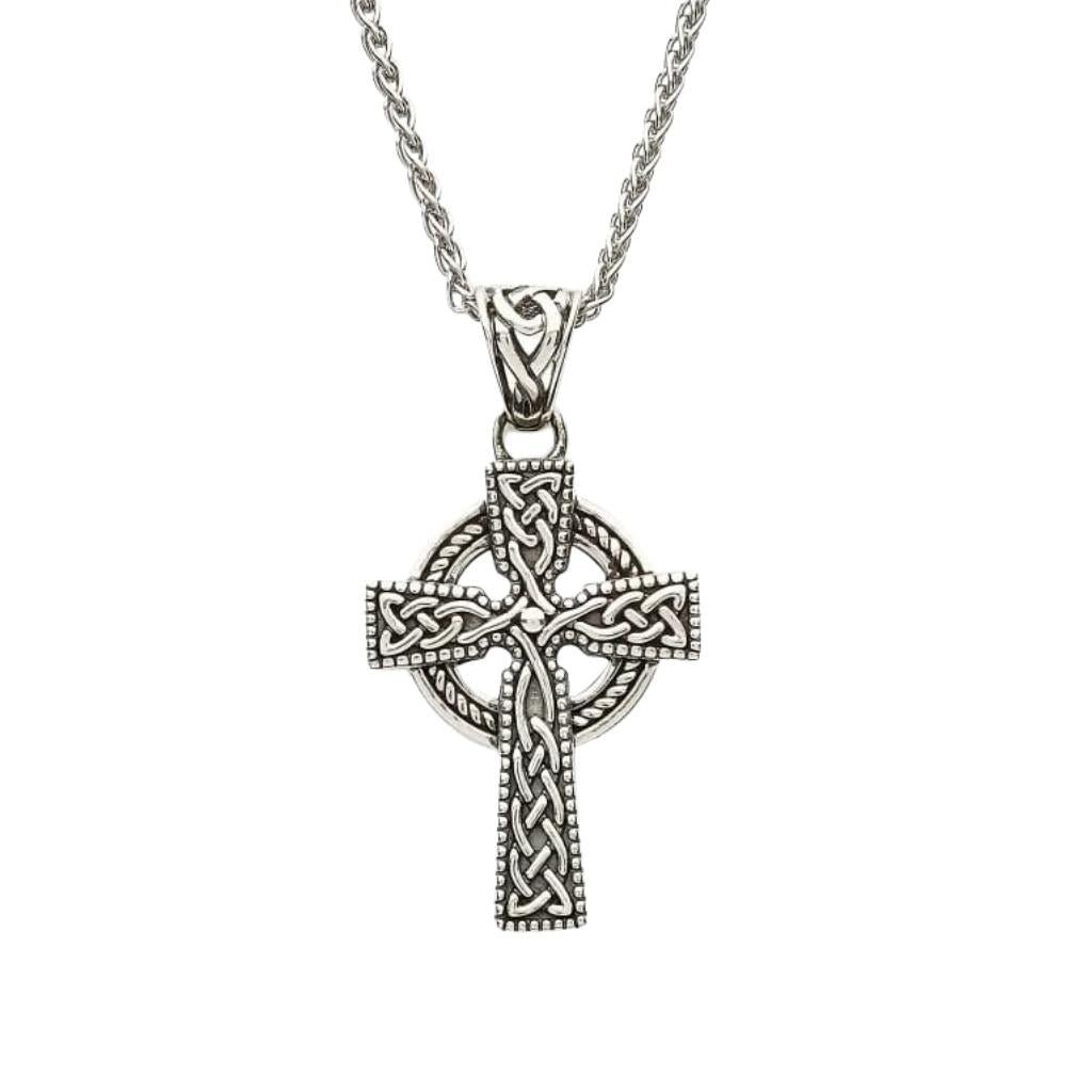 Sterling Silver Intricately Detailed Celtic Cross Necklace