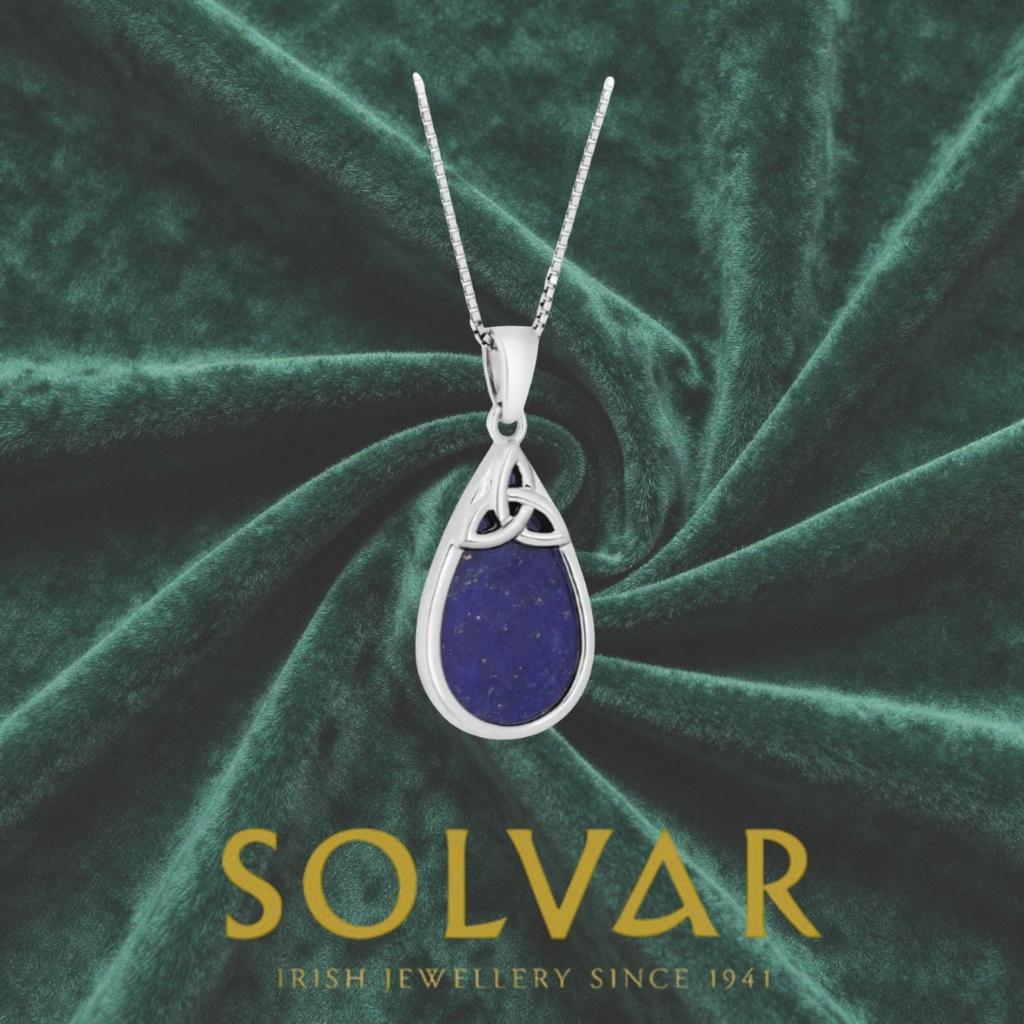 Sterling Silver Lapis Lazuli Trinity Knot Tear Shaped Necklace