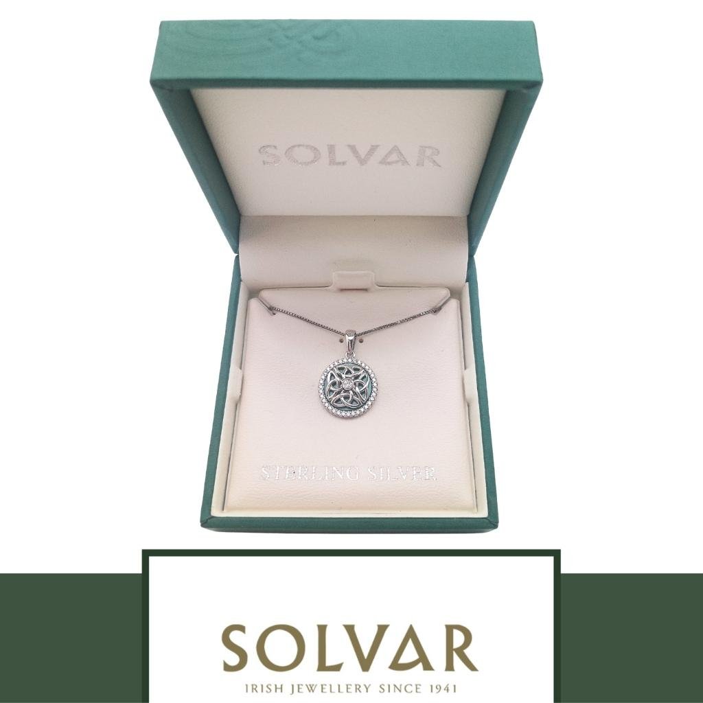 Sterling Silver Malachite Spinning Celtic Necklace
