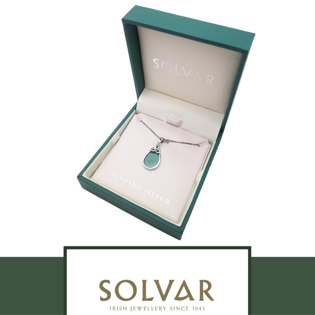 Sterling Silver Malachite Trinity Knot Tear Shaped Necklace
