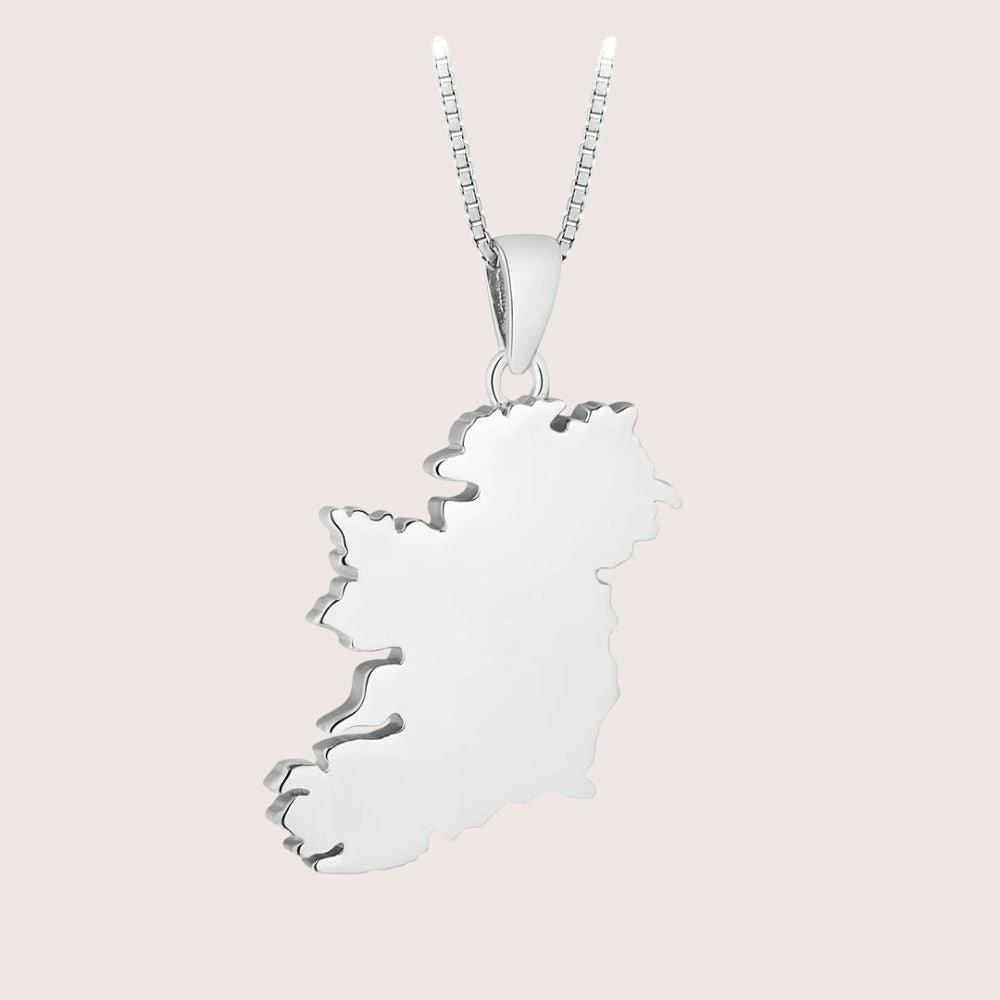 Sterling Silver Map of Ireland Necklace