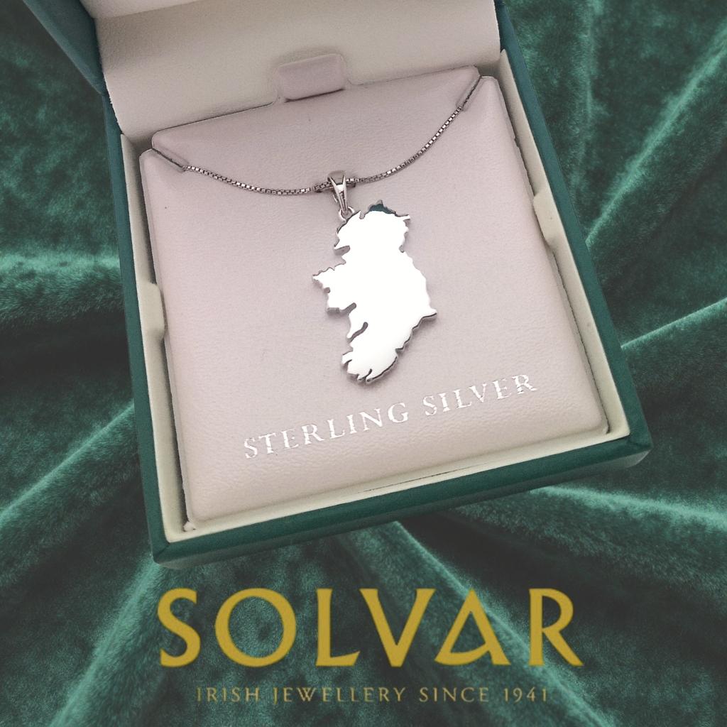 Sterling Silver Map of Ireland Necklace
