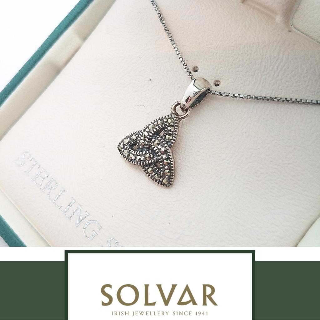Sterling Silver Marcasite Trinity Knot Necklace