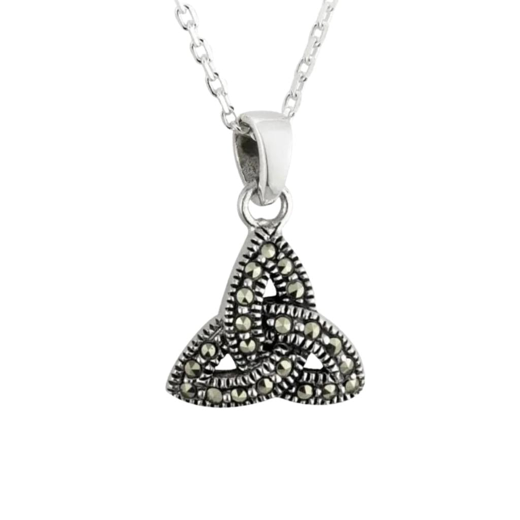 Sterling Silver Marcasite Trinity Knot Necklace