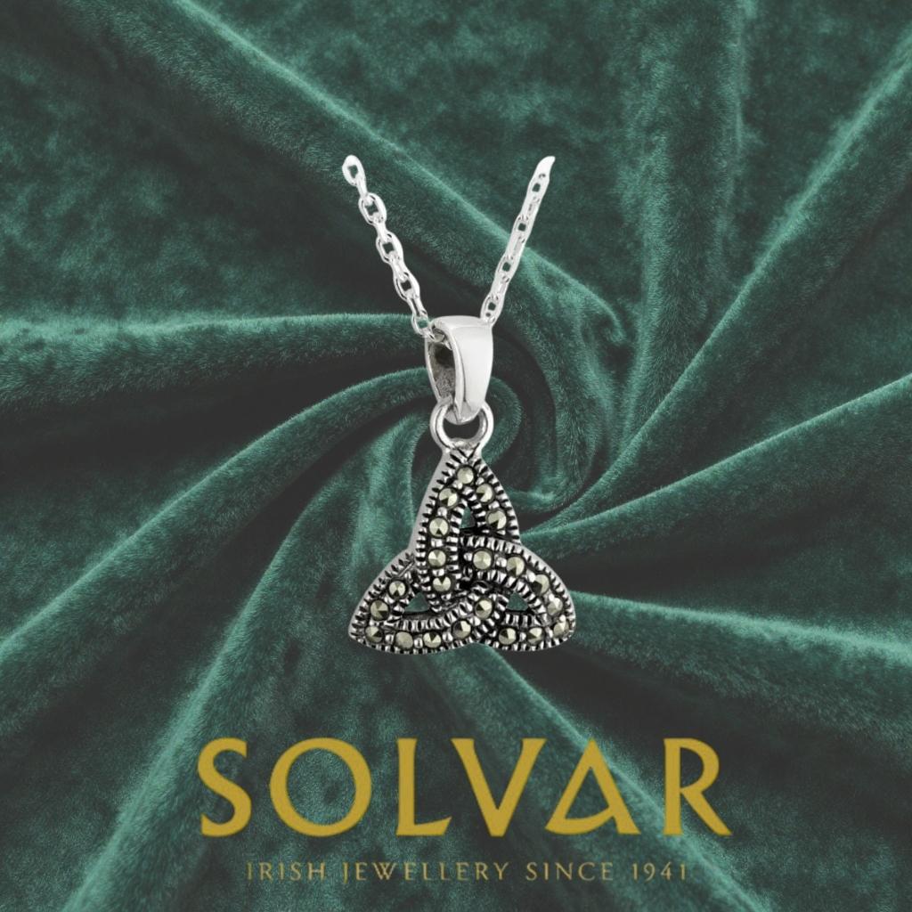 Sterling Silver Marcasite Trinity Knot Necklace