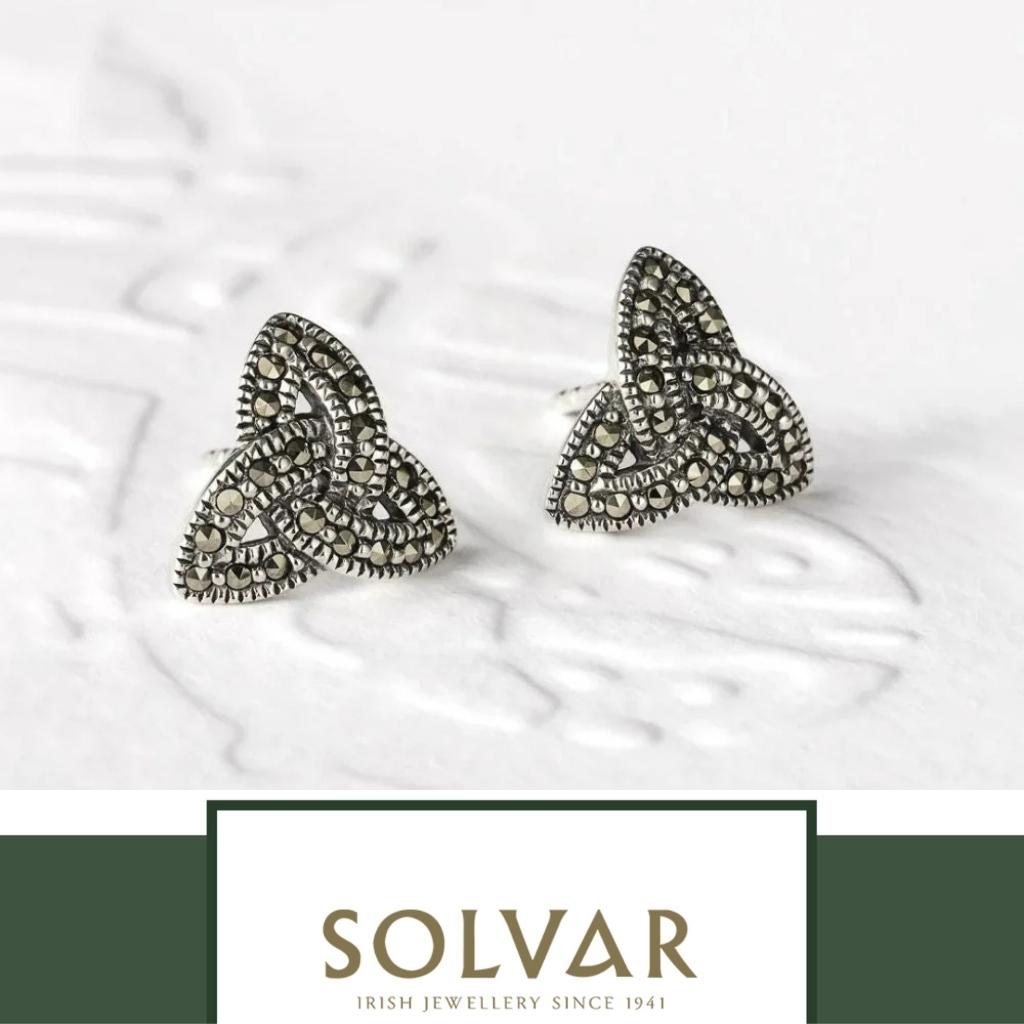Sterling Silver Marcasite Trinity Knot Stud Earrings