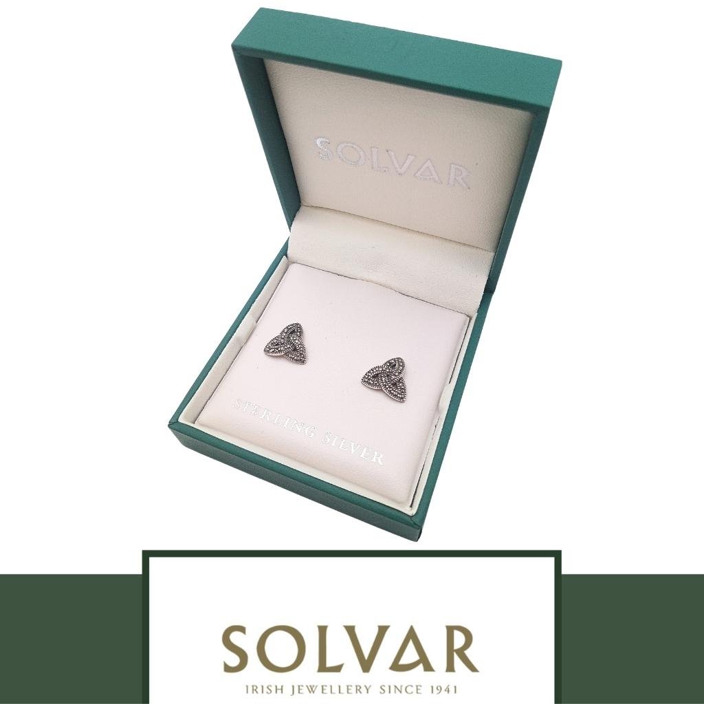 Sterling Silver Marcasite Trinity Knot Stud Earrings