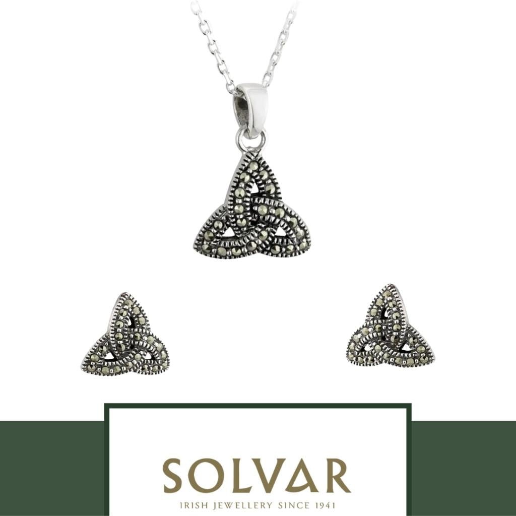 Sterling Silver Marcasite Trinity Knot Stud Earrings