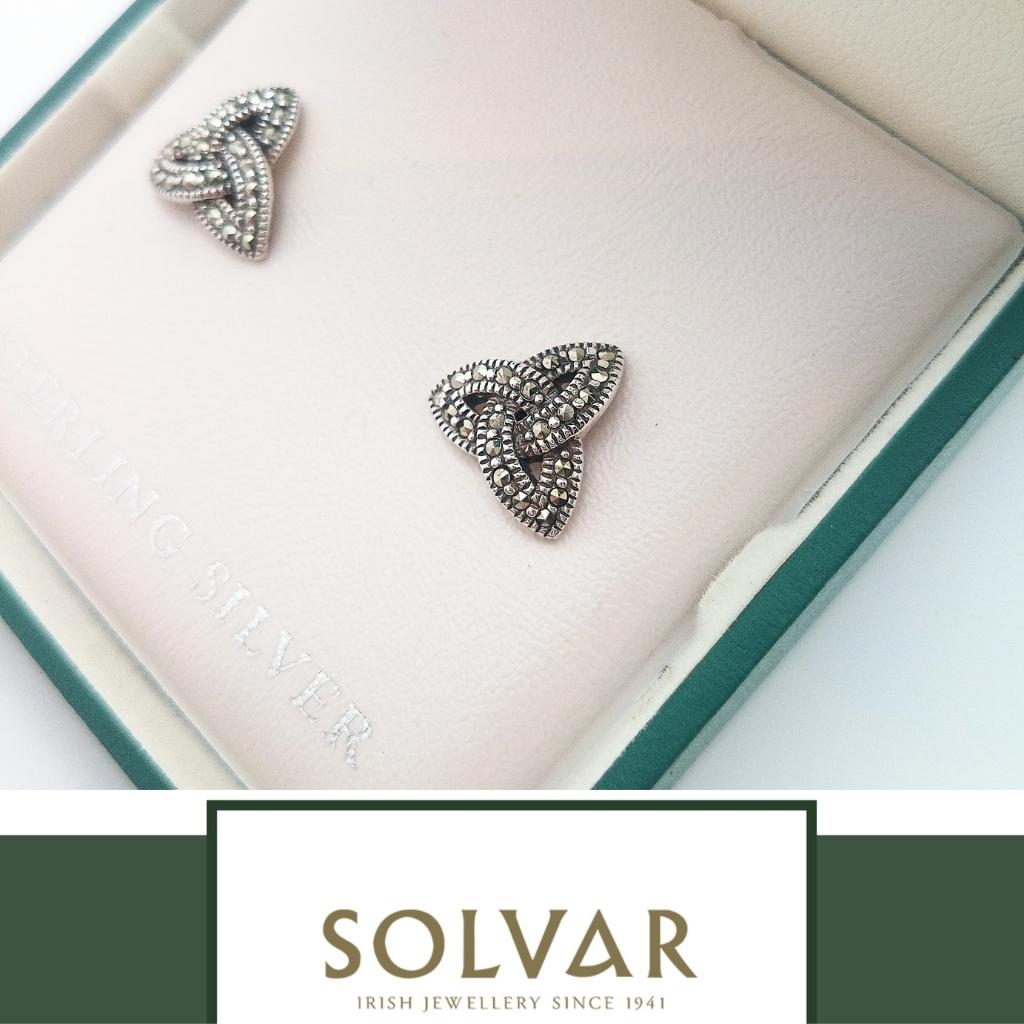 Sterling Silver Marcasite Trinity Knot Stud Earrings