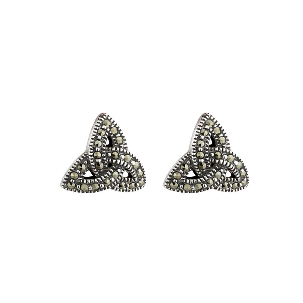 Sterling Silver Marcasite Trinity Knot Stud Earrings - The Celtic Gift Store - Earrings