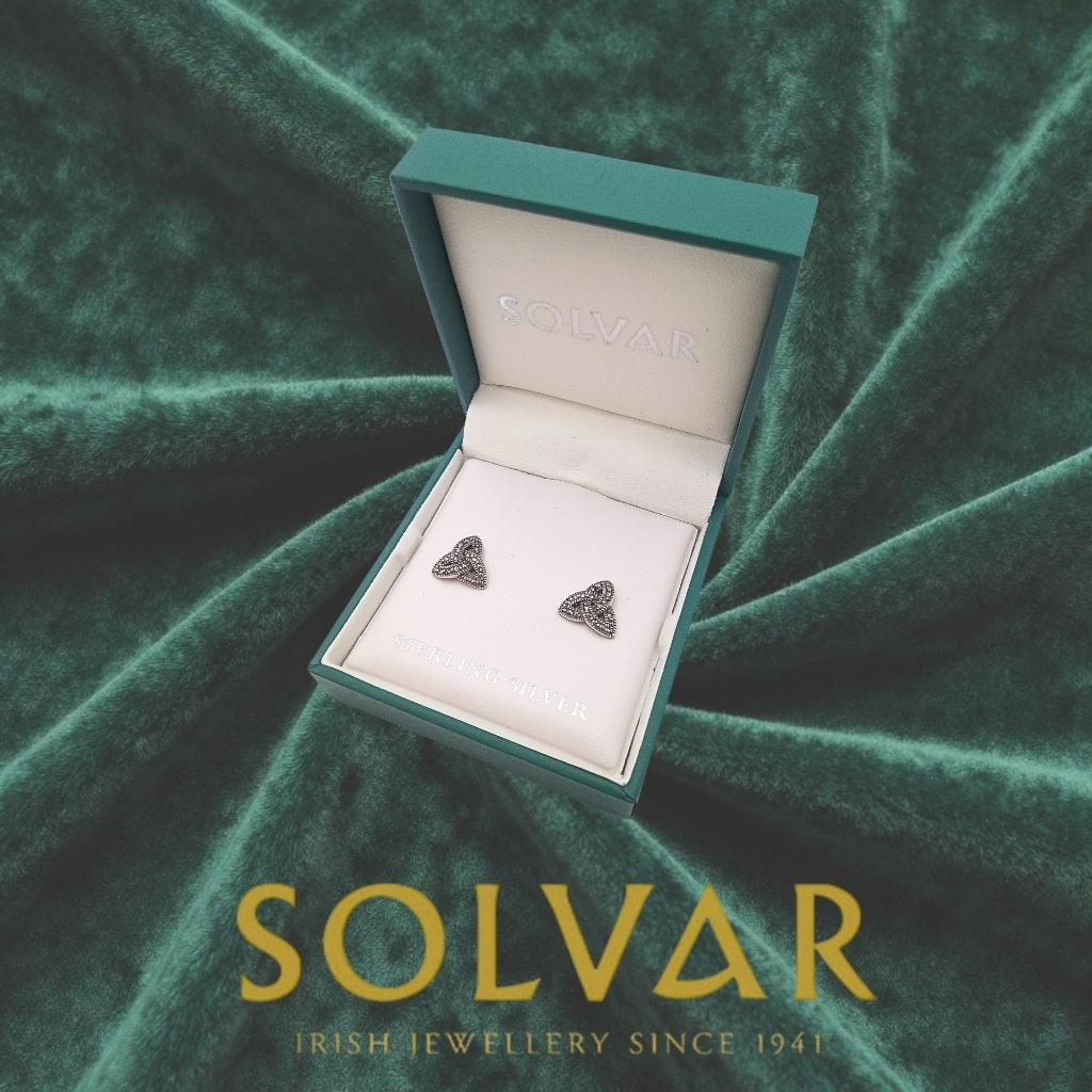Sterling Silver Marcasite Trinity Knot Stud Earrings