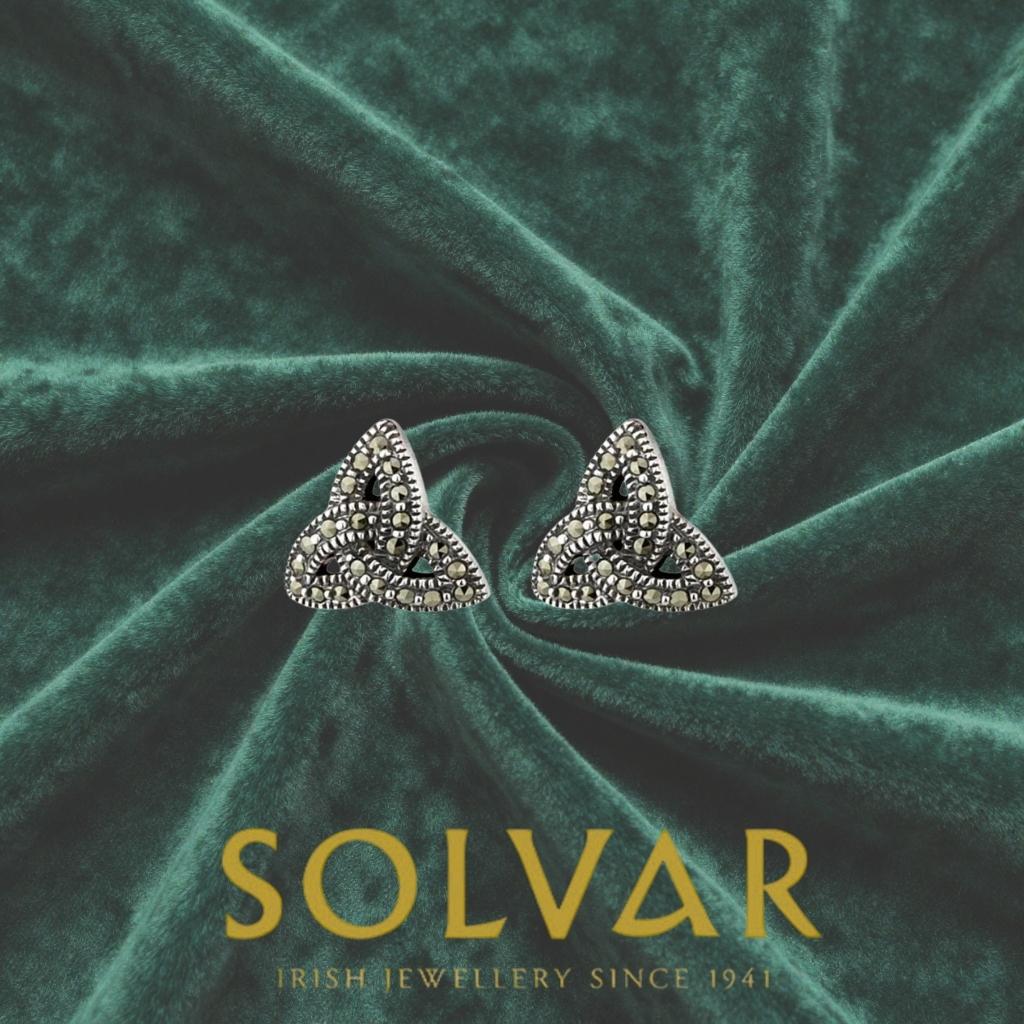 Sterling Silver Marcasite Trinity Knot Stud Earrings