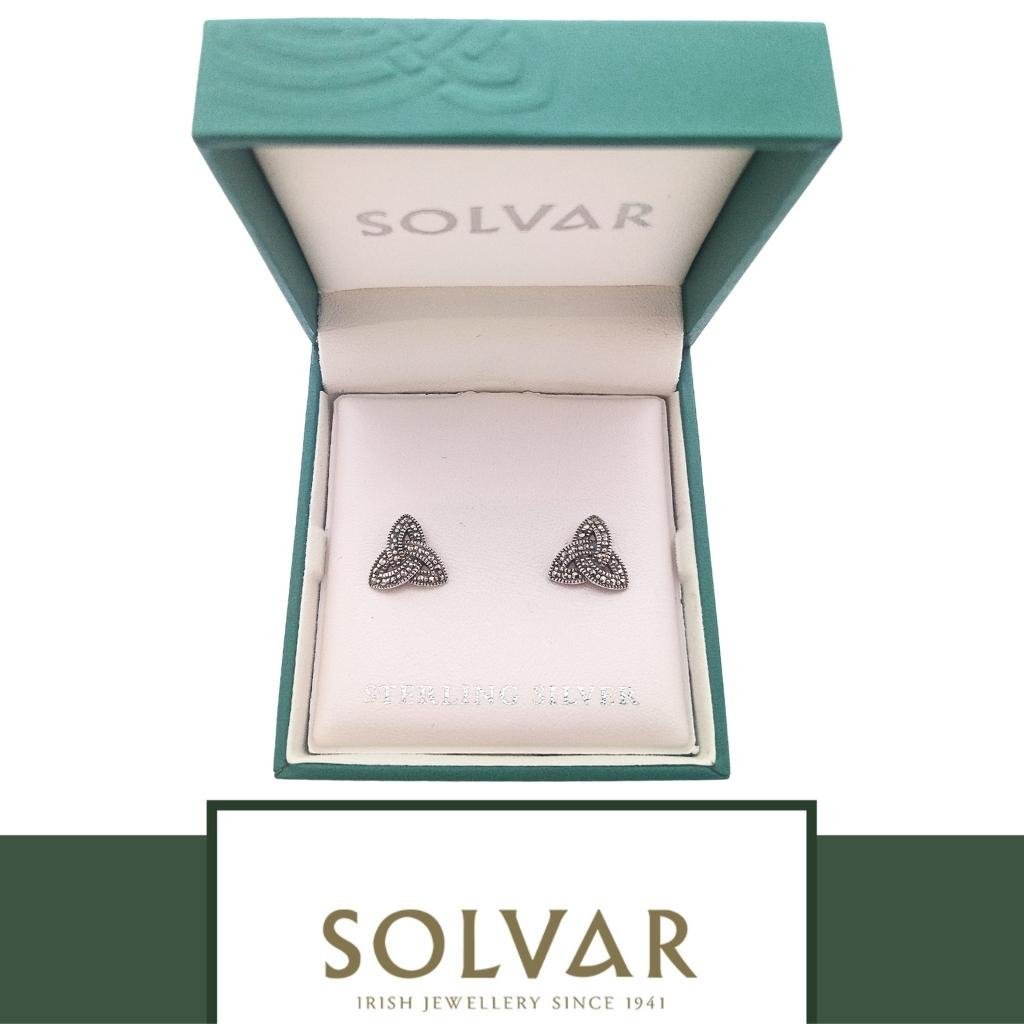 Sterling Silver Marcasite Trinity Knot Stud Earrings