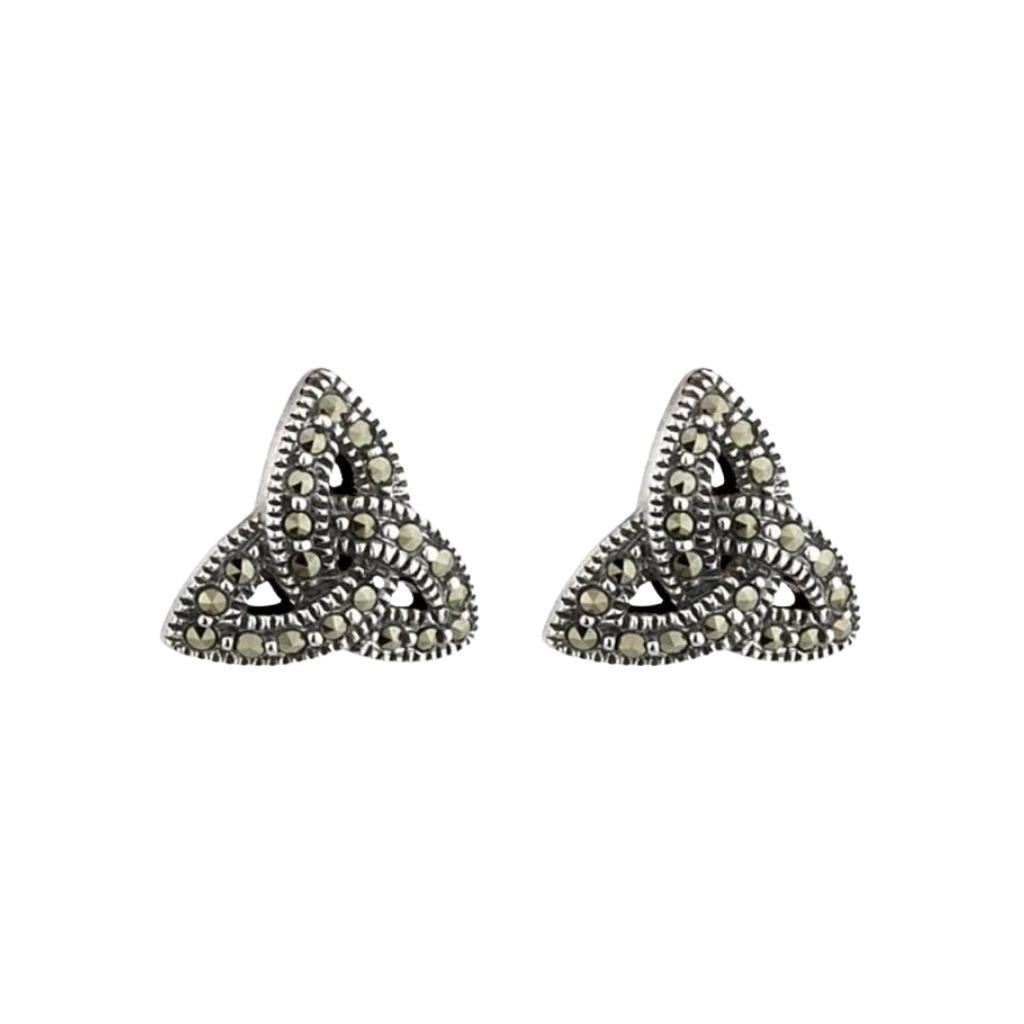 Sterling Silver Marcasite Trinity Knot Stud Earrings