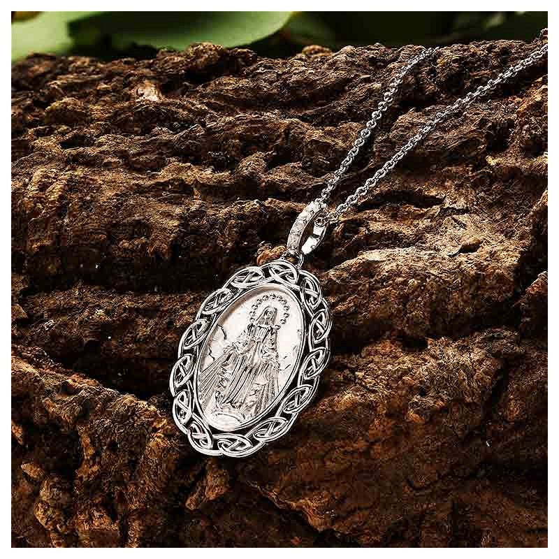 Sterling Silver Miraculous Medal with Celtic Knot Border - The Celtic Gift Store - Necklaces