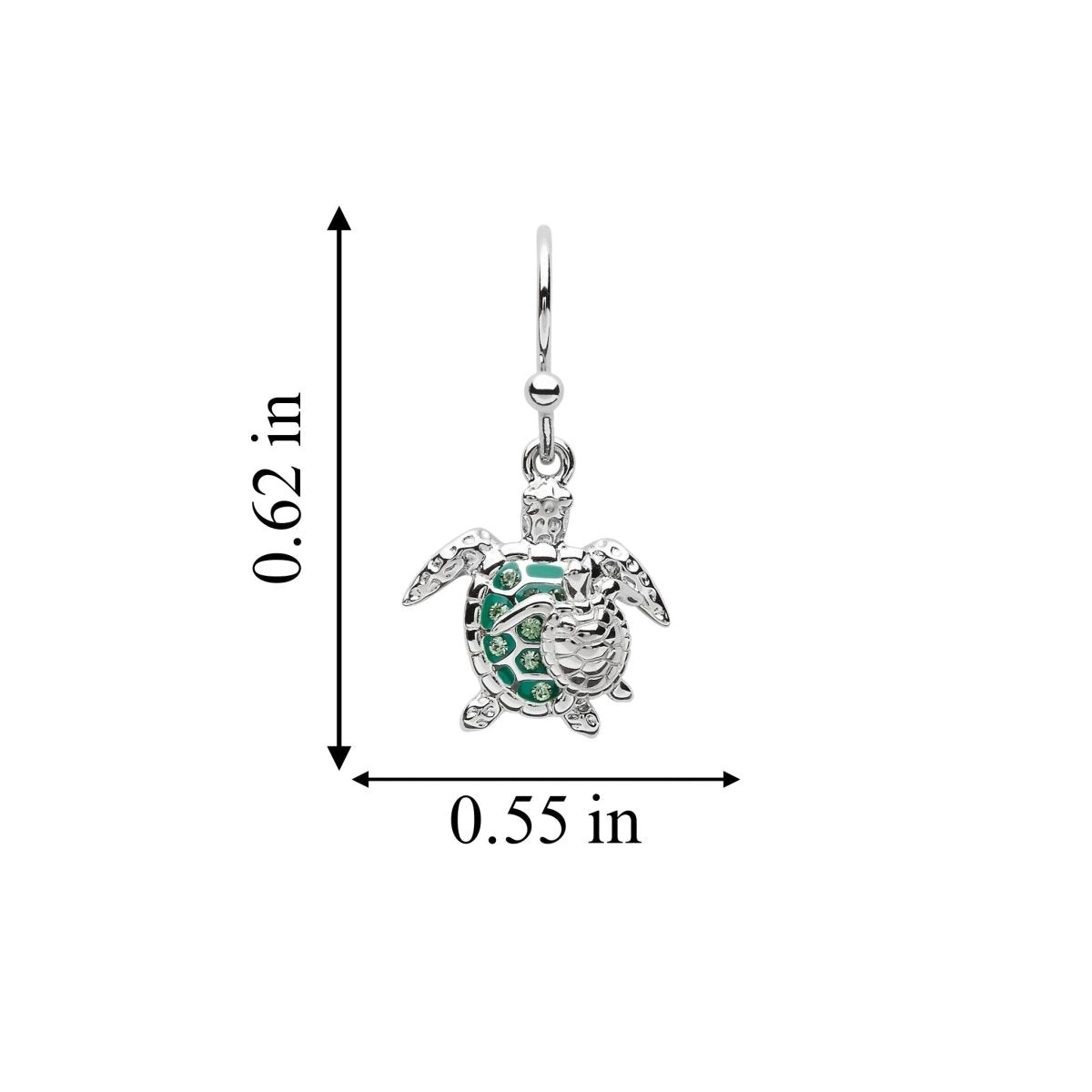 Sterling Silver Mother & Baby Green Turtle Drop Earrings - The Celtic Gift Store - Jewelry