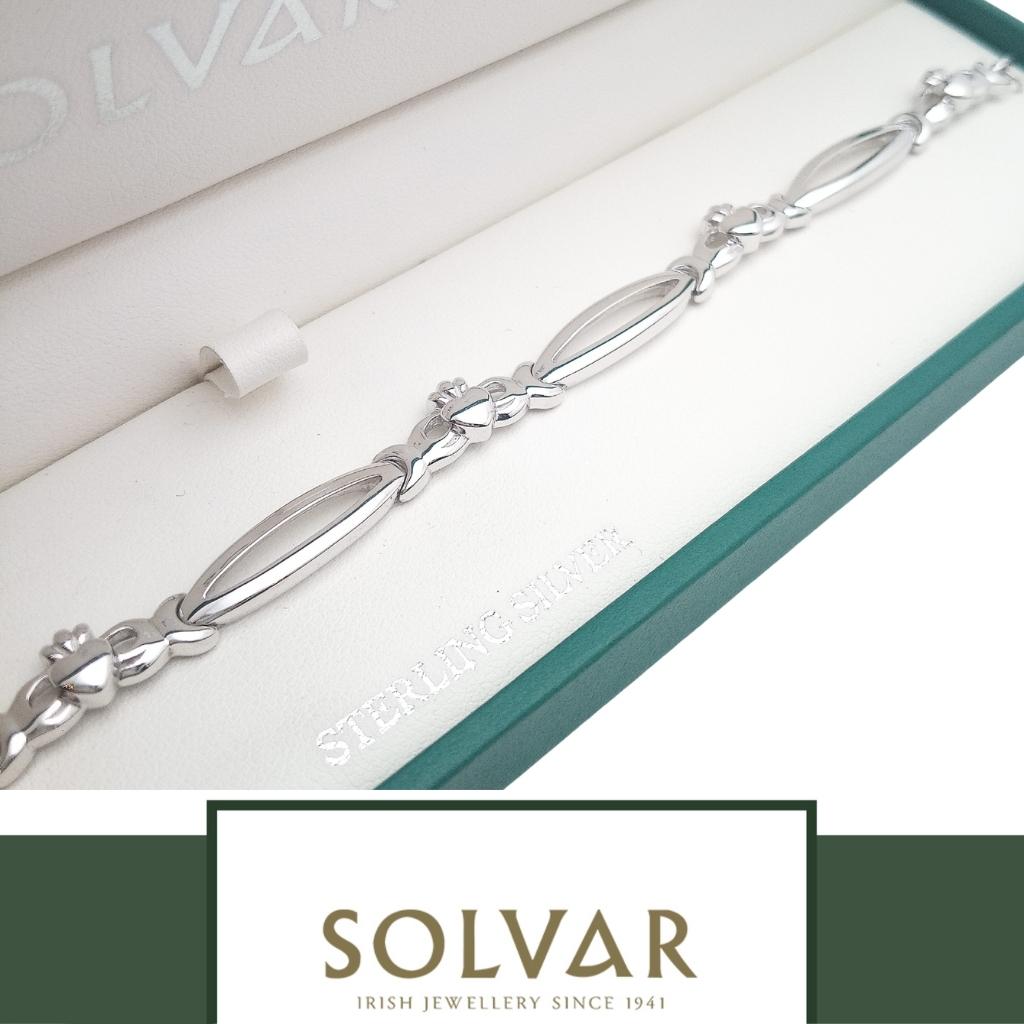 Sterling Silver Open Link Claddagh Bracelet