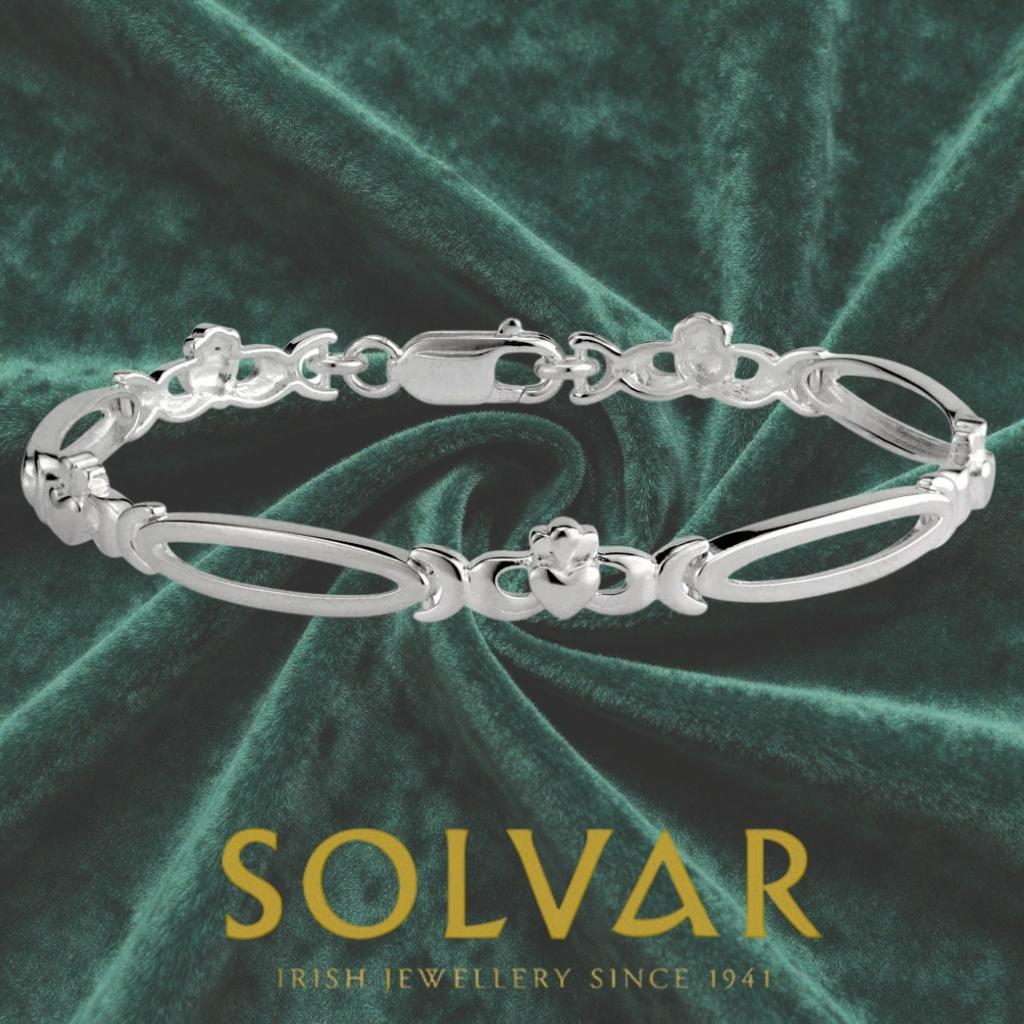 Sterling Silver Open Link Claddagh Bracelet