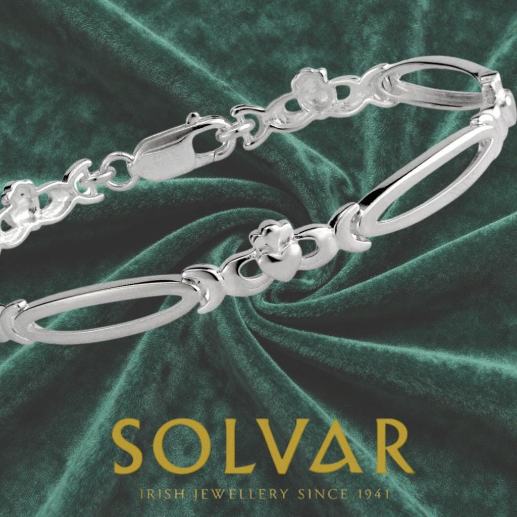 Sterling Silver Open Link Claddagh Bracelet
