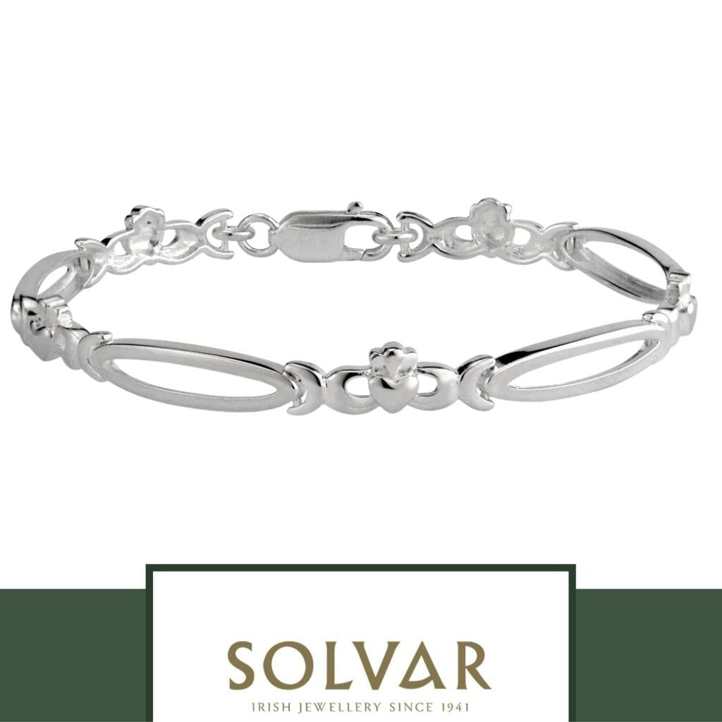 Sterling Silver Open Link Claddagh Bracelet