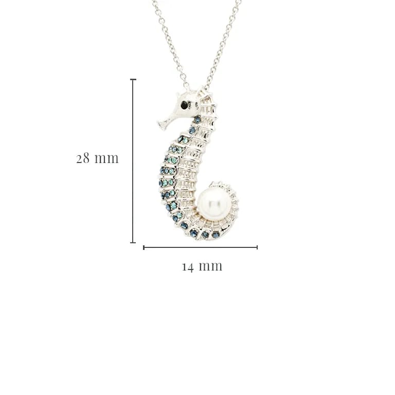 Sterling Silver Pearl and Crystal Seahorse Necklace - The Celtic Gift Store - Jewelry