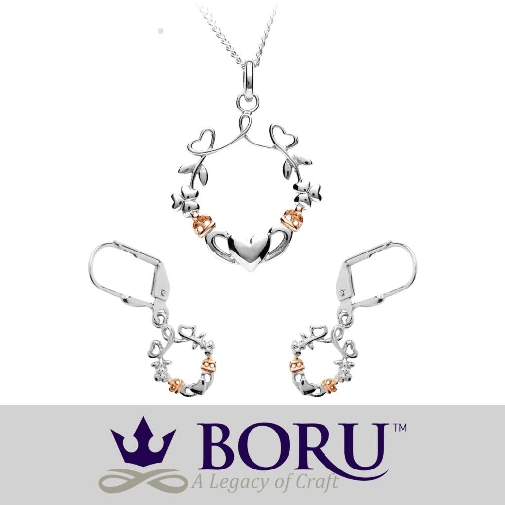 Sterling Silver Rose Gold Claddagh Necklace