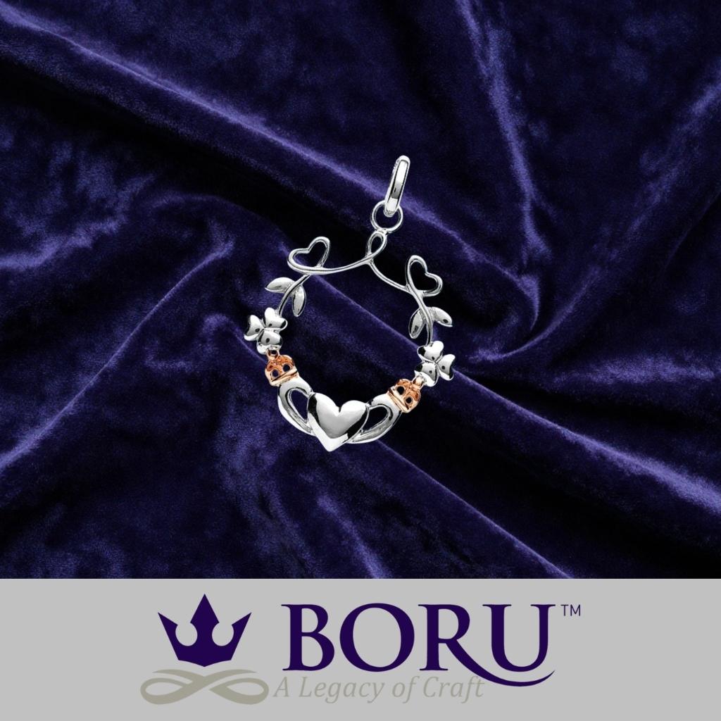 Sterling Silver Rose Gold Claddagh Necklace
