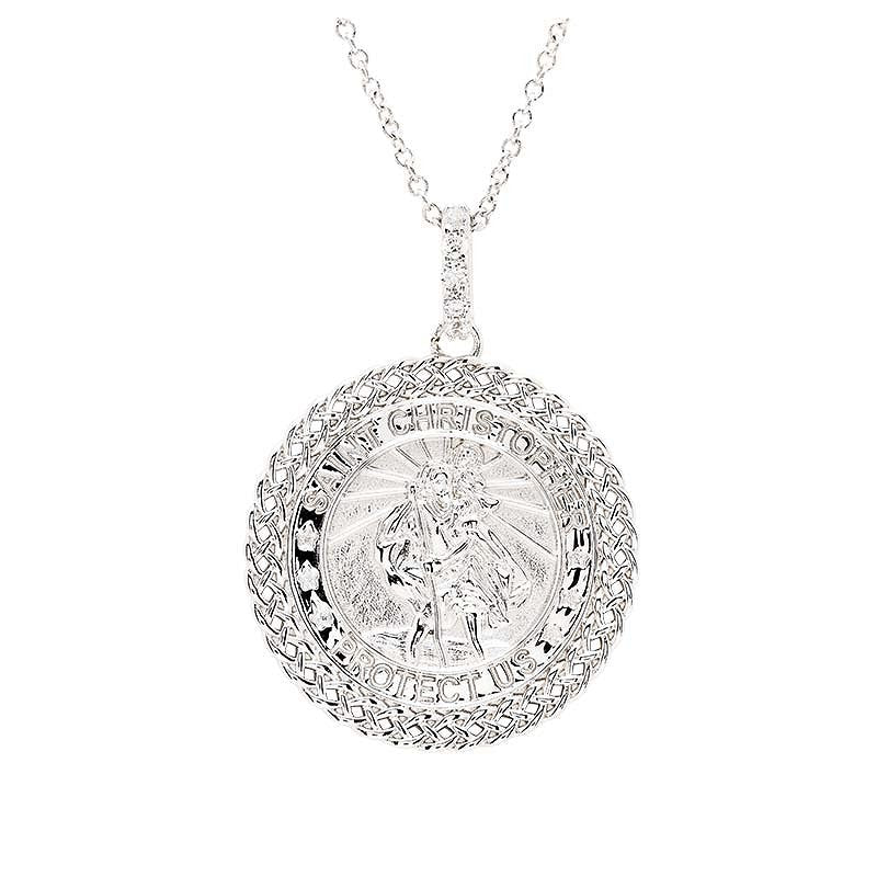 Sterling Silver Saint Christopher Medal with Celtic Knot Border - The Celtic Gift Store - Necklaces