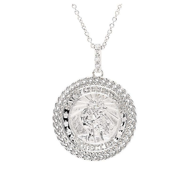 Sterling Silver Saint Christopher Medal with Celtic Knot Border - The Celtic Gift Store - Necklaces