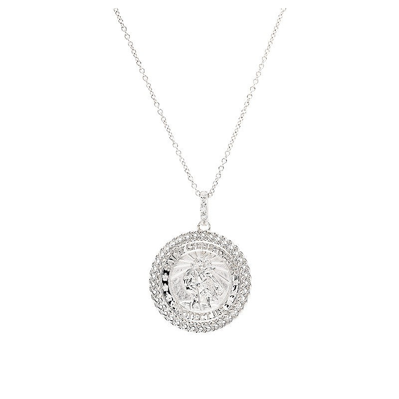 Sterling Silver Saint Christopher Medal with Celtic Knot Border - The Celtic Gift Store - Necklaces