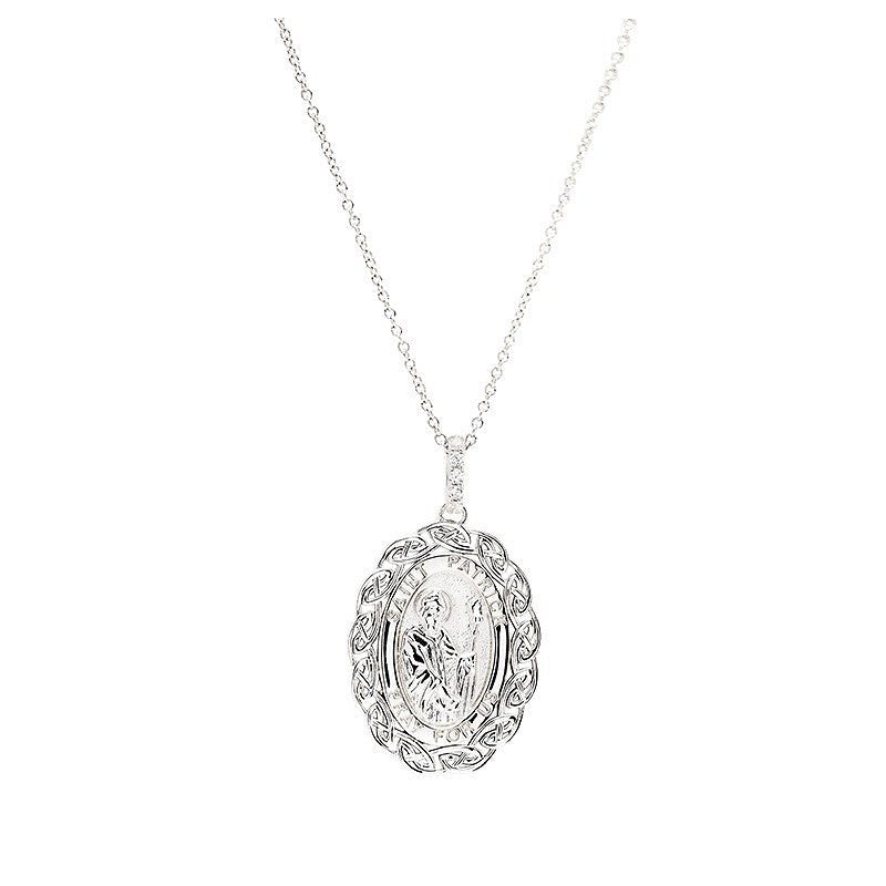 Sterling Silver Saint Patrick Medal with Celtic Knots - The Celtic Gift Store - Necklaces