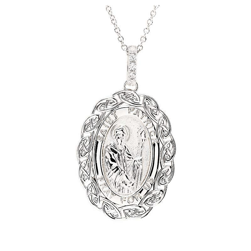 Sterling Silver Saint Patrick Medal with Celtic Knots - The Celtic Gift Store - Necklaces