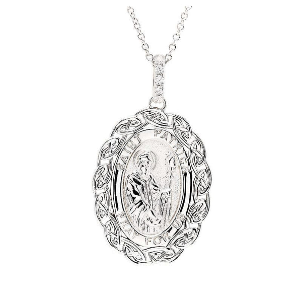 Sterling Silver Saint Patrick Medal with Celtic Knots - The Celtic Gift Store - Necklaces