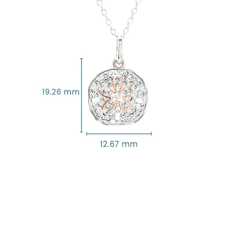 Sterling Silver Sand Dollar Mini Necklace with Clear Crystals - The Celtic Gift Store - Jewelry