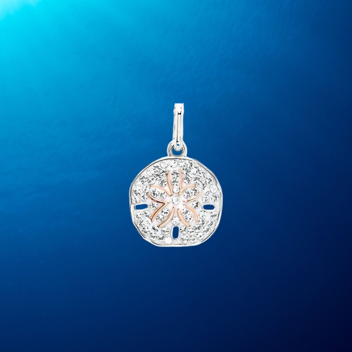 Sterling Silver Sand Dollar Mini Necklace with Clear Crystals - The Celtic Gift Store - Jewelry