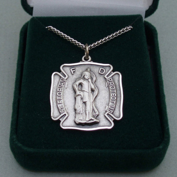 Sterling Silver St. Florian Medal - The Celtic Gift Store - Necklaces