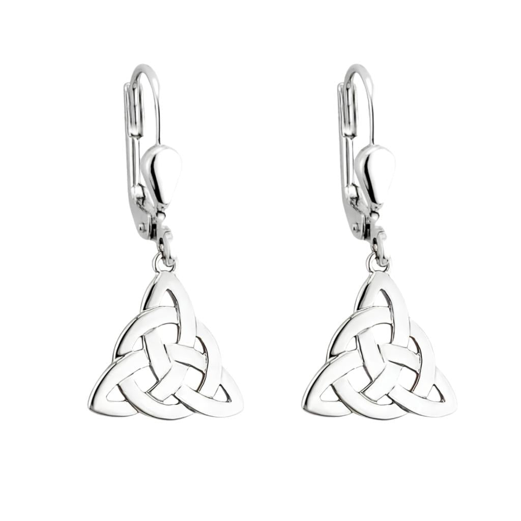 Sterling Silver Trinity Celtic Knot Drop Earrings