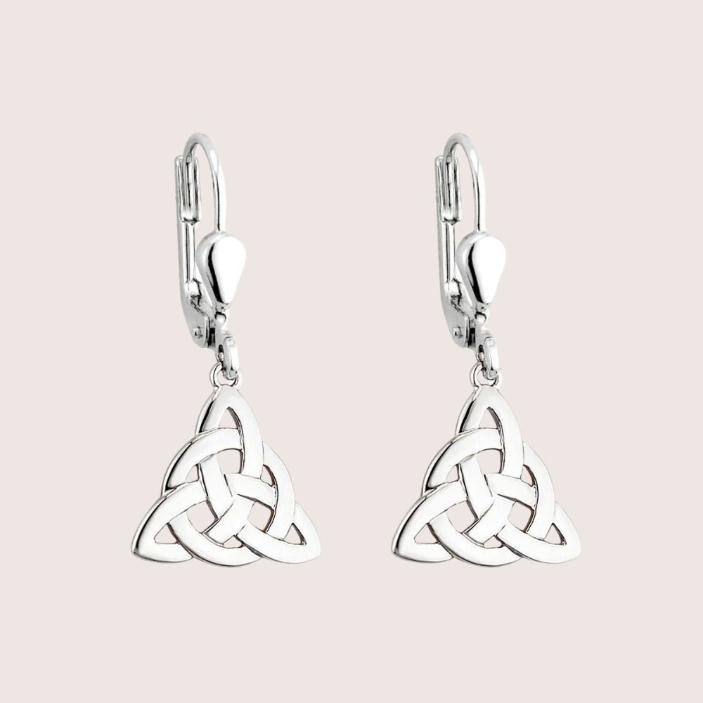 Sterling Silver Trinity Celtic Knot Drop Earrings