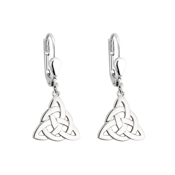 Sterling Silver Trinity Celtic Knot Drop Earrings - The Celtic Gift Store - Earrings