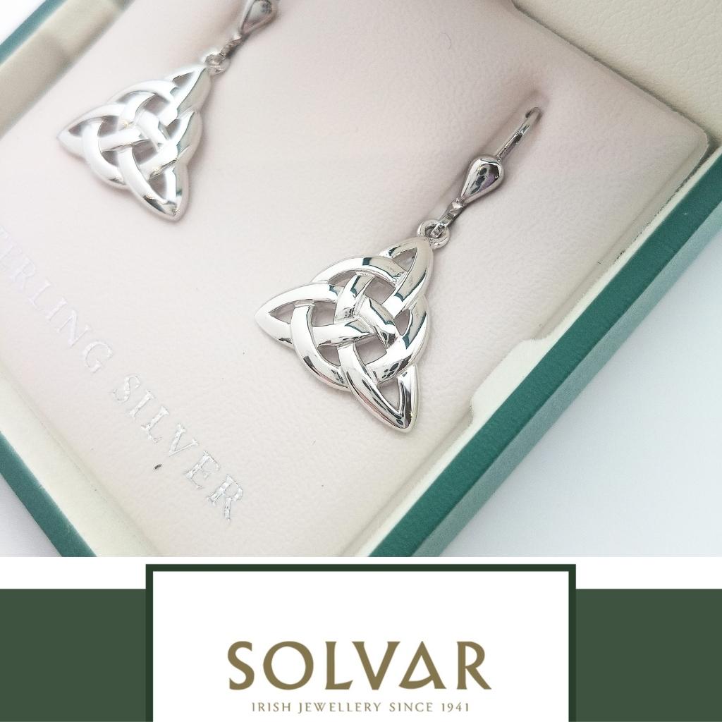 Sterling Silver Trinity Celtic Knot Drop Earrings