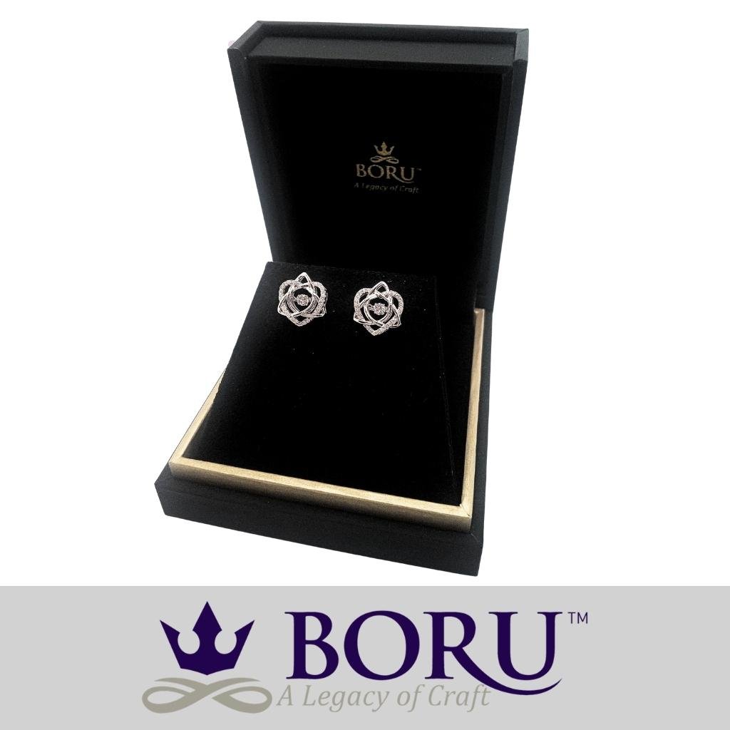 Sterling Silver Trinity Knot and Heart Dancing Stone Earrings