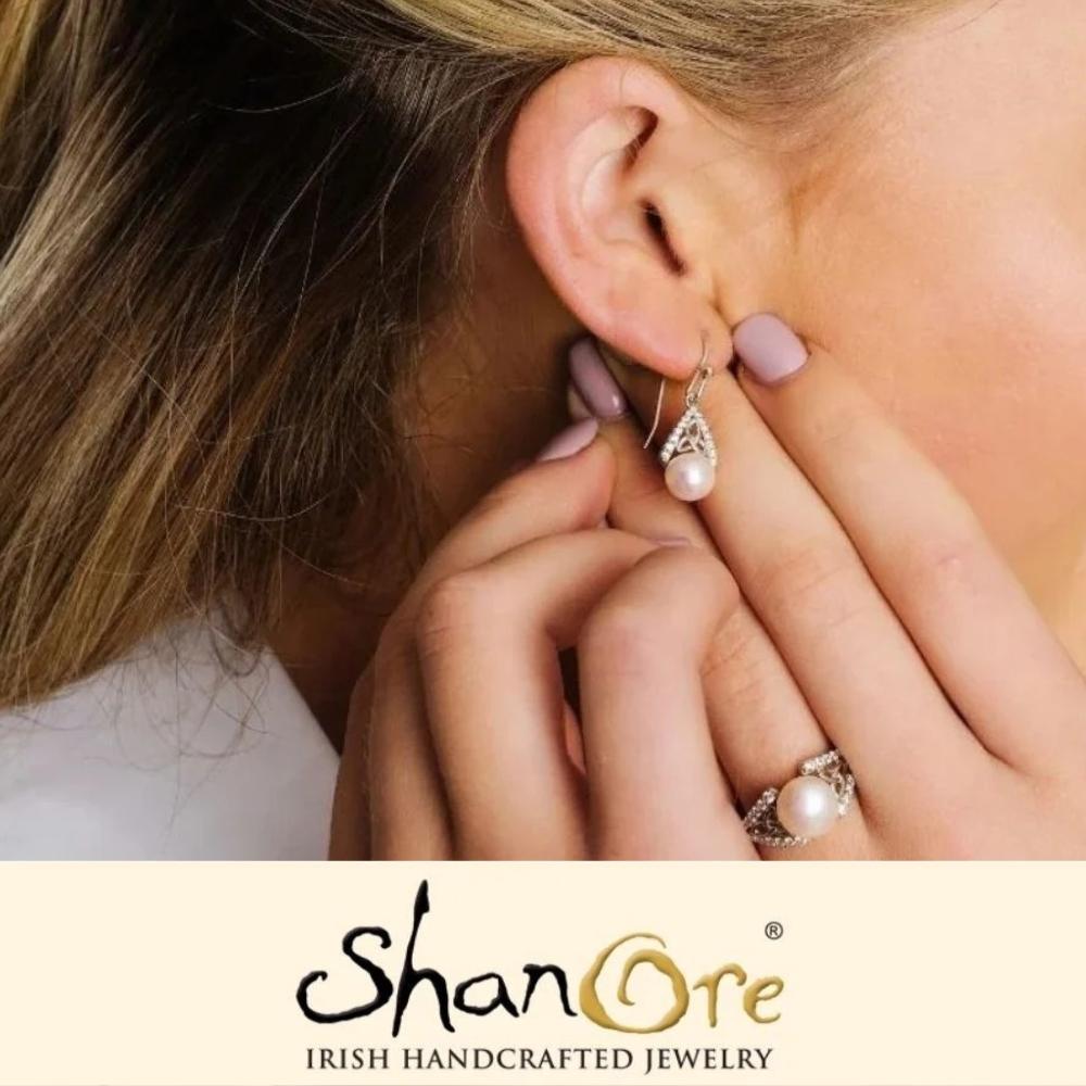 Sterling Silver Trinity Knot Capped Pearl Earrings