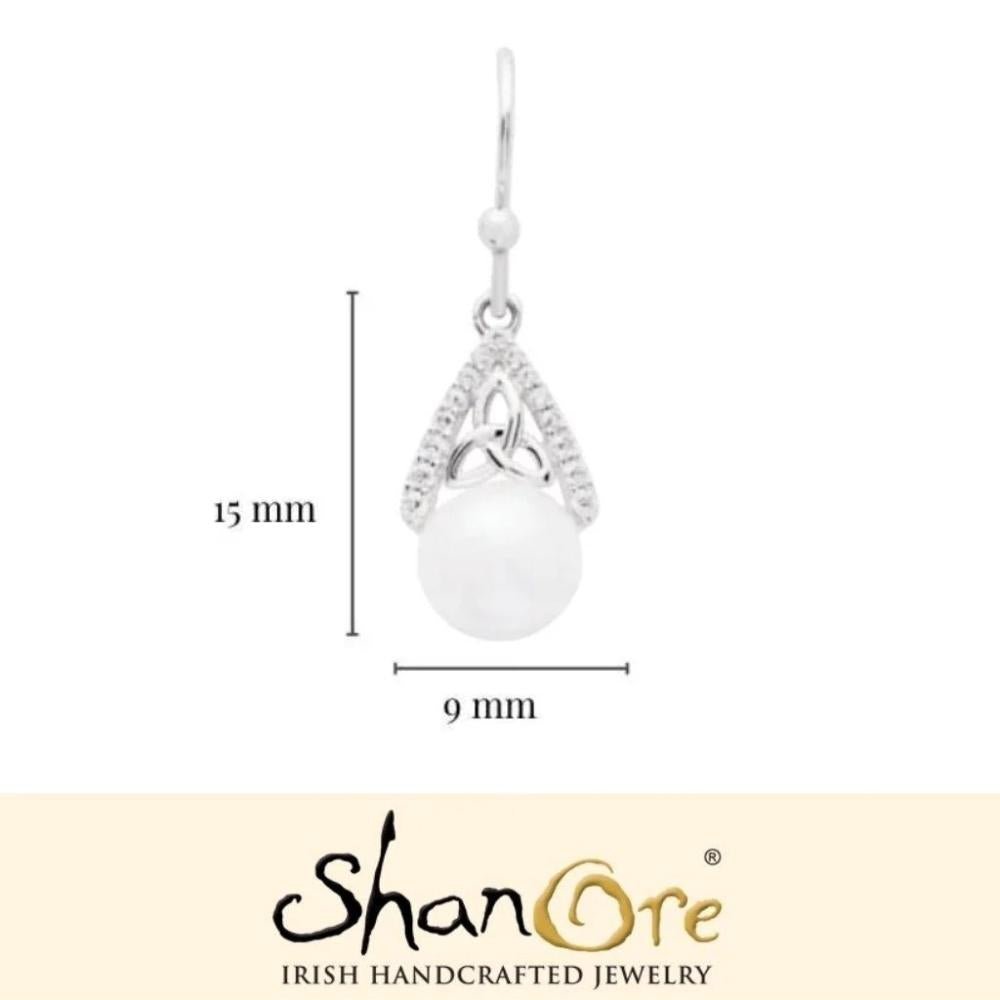 Sterling Silver Trinity Knot Capped Pearl Earrings