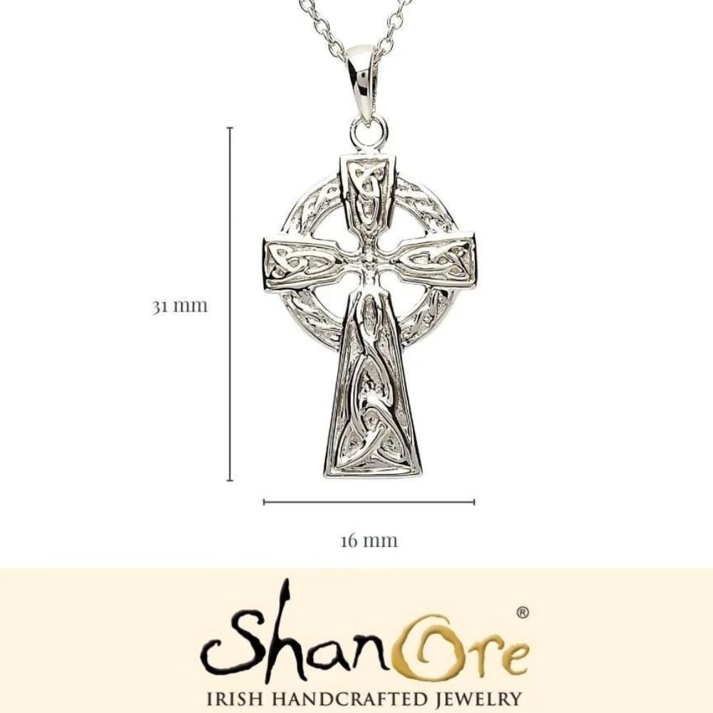 Sterling Silver Trinity Knot Celtic Cross Necklace