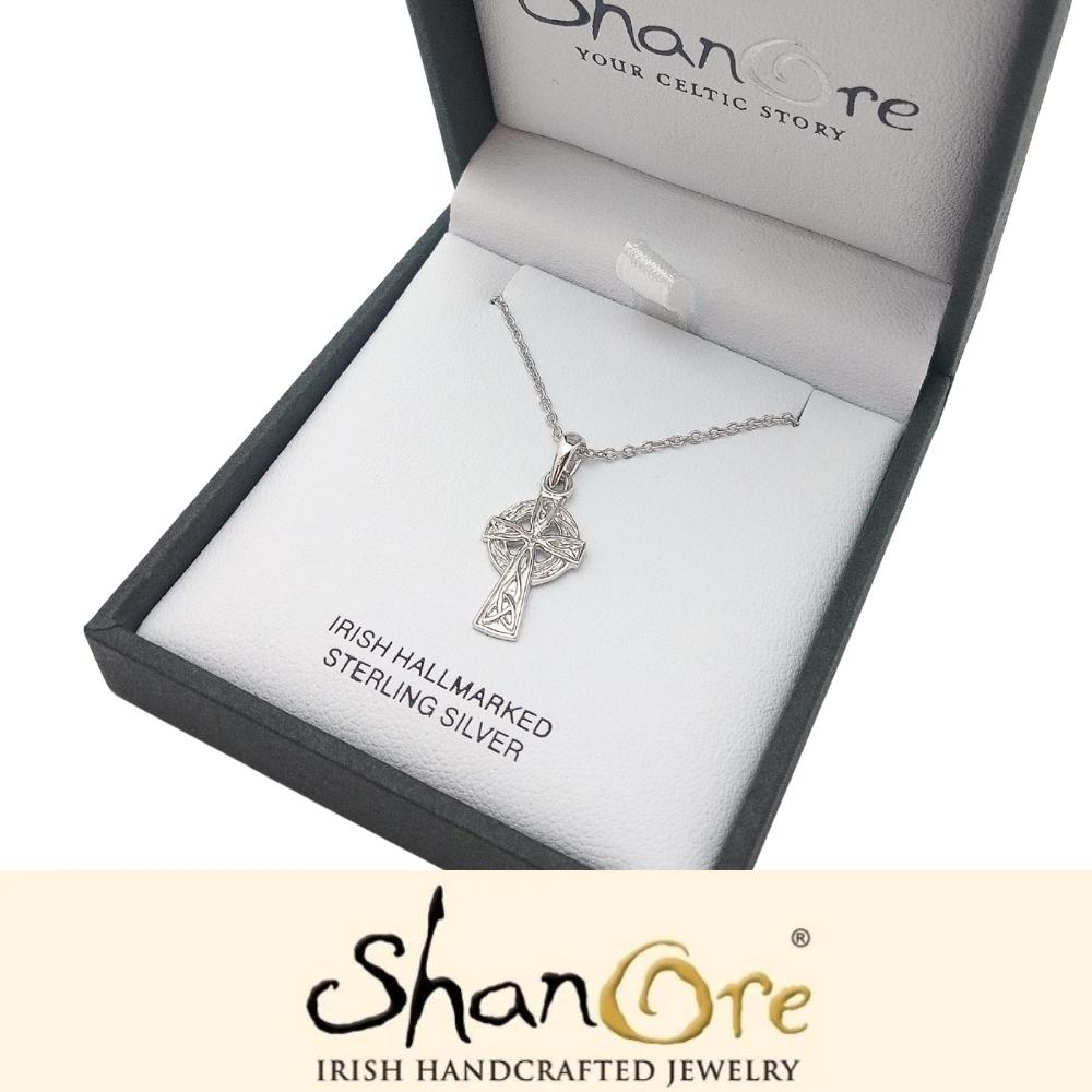 Sterling Silver Trinity Knot Celtic Cross Necklace